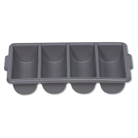 RUBBERMAID COMMERCIAL Cutlery Bin, 4 Compartments, Plastic, Gray FG336200GRAY